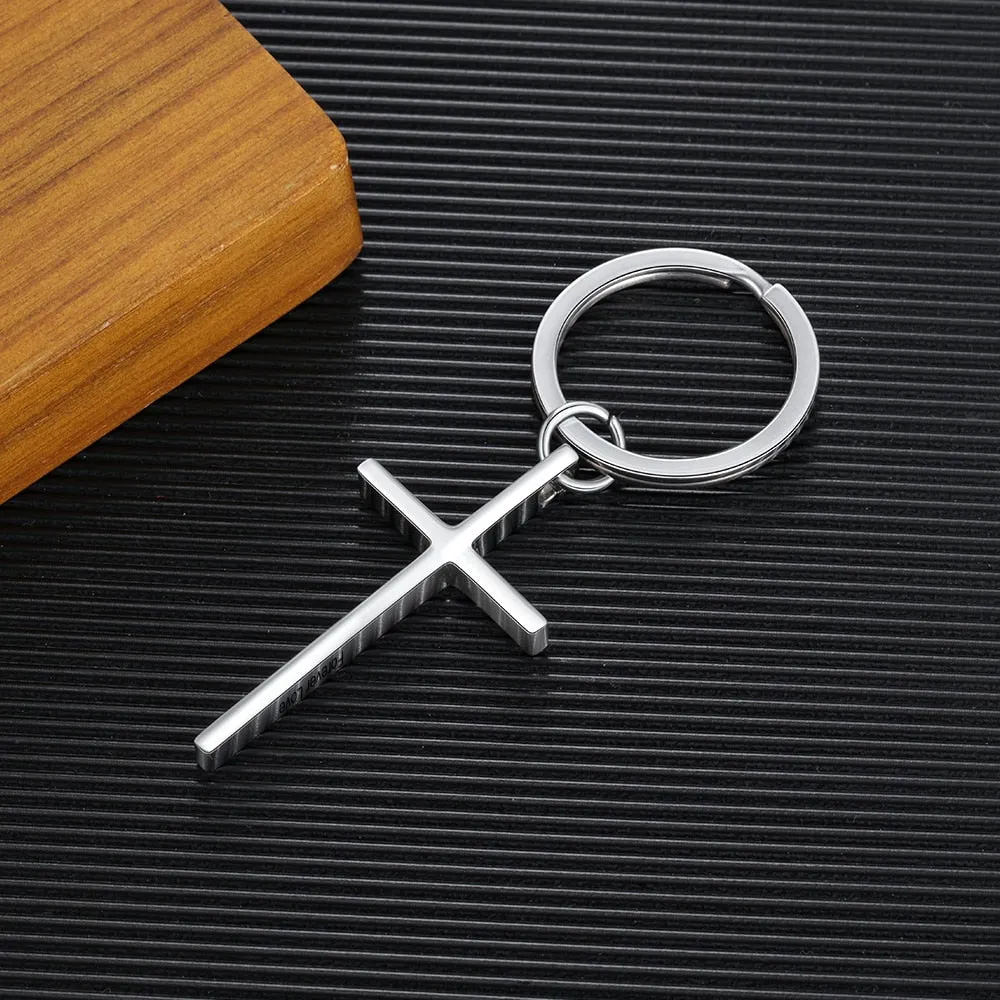 Personalized Stainless Steel Cross Keychains