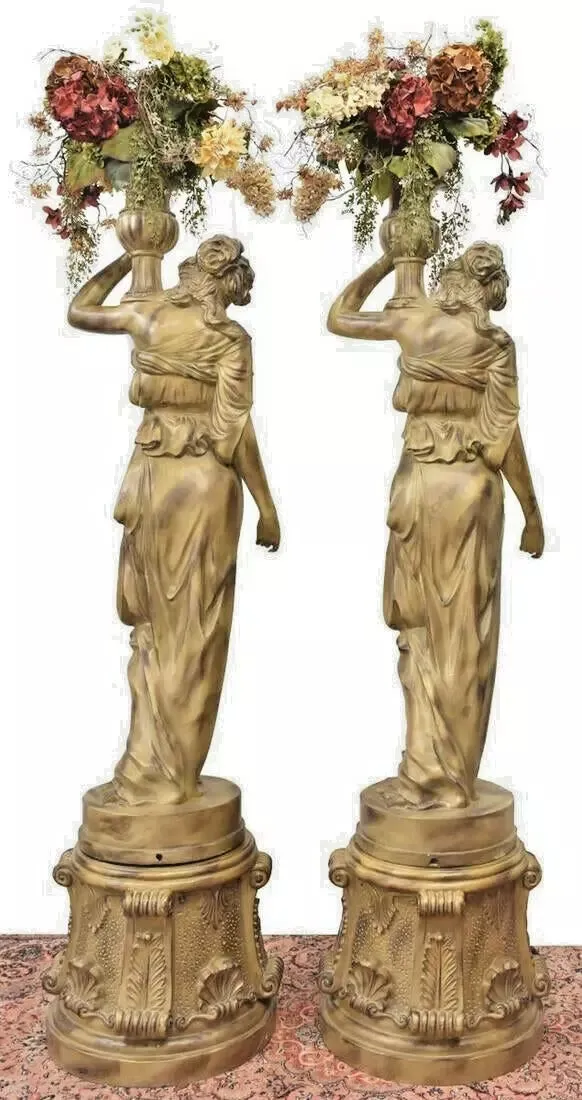 Planters, Female FiguralNear Life Size, Composite, Vintage, Set of 2,  20th C