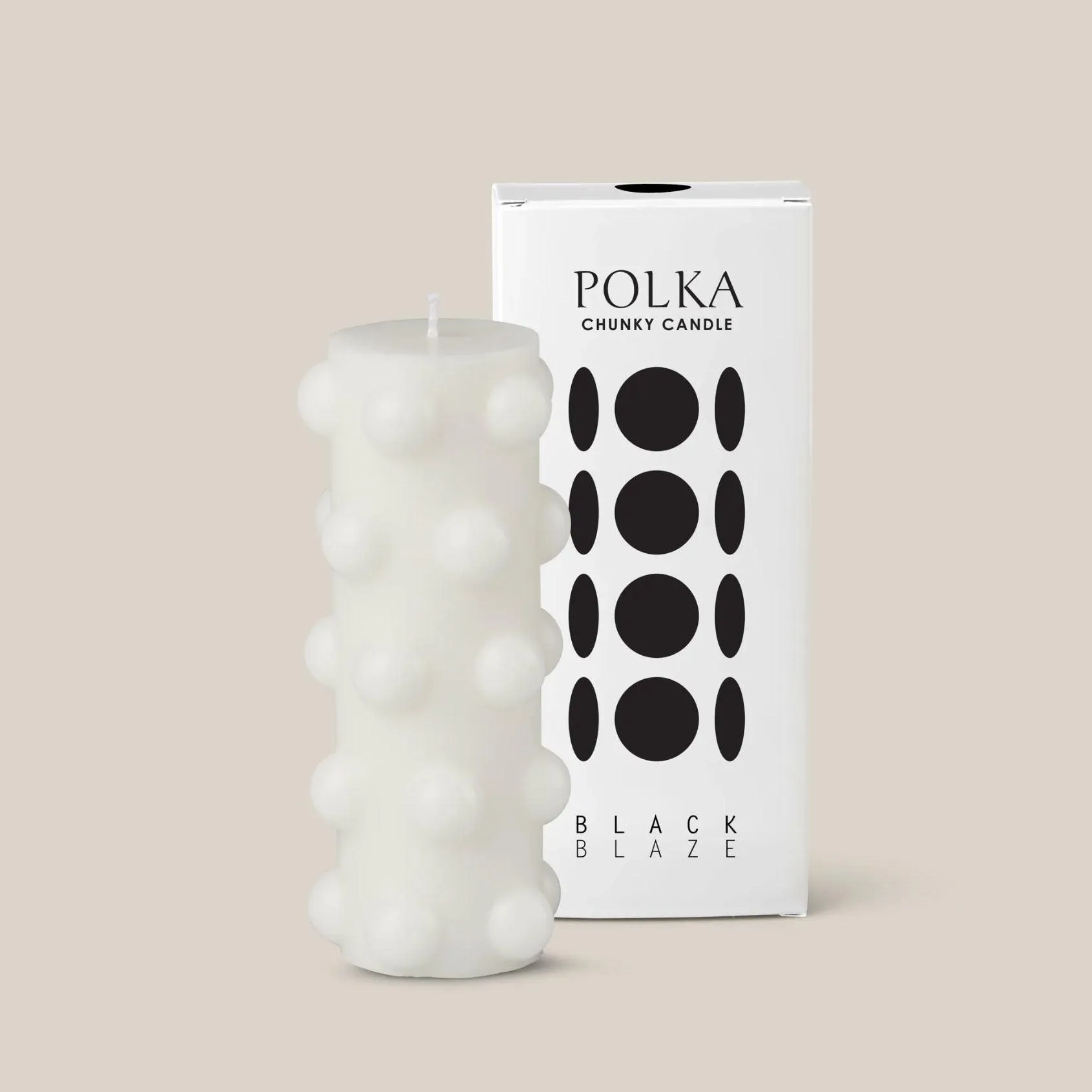 Polka Chunky Candle | White