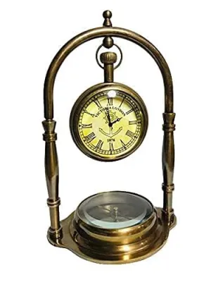 Prince Crafters Brass Table Clock (Shelf Metal Clock for Home, Office, Living Room, Bed Room)