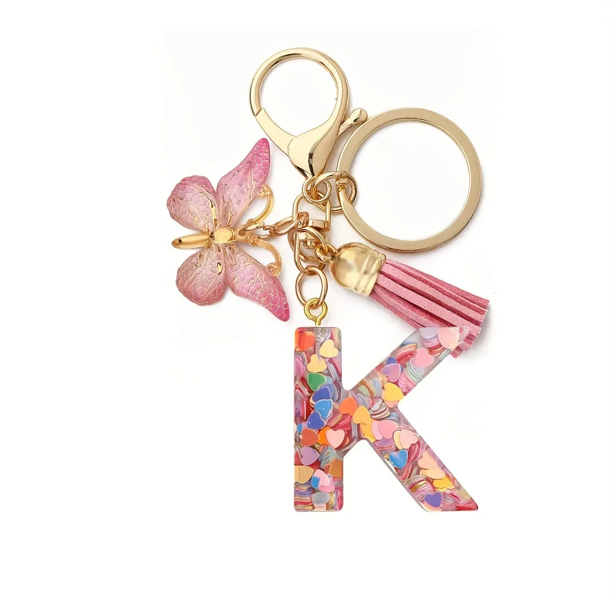 Resin Initial Letter Keychain for Purse and Backpack