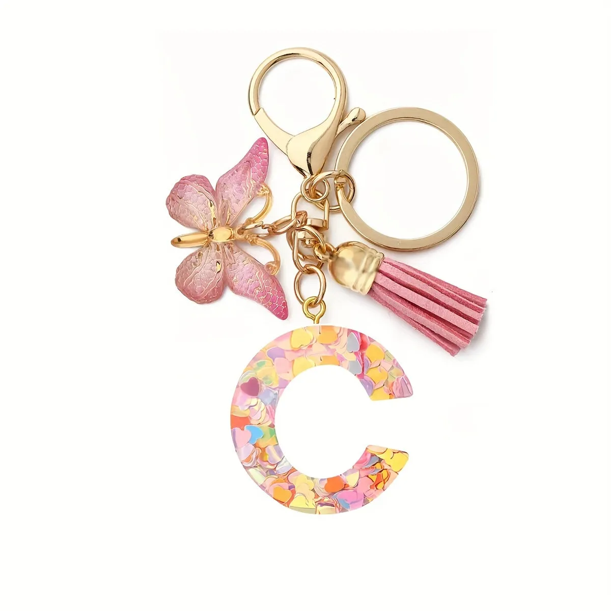 Resin Initial Letter Keychain for Purse and Backpack