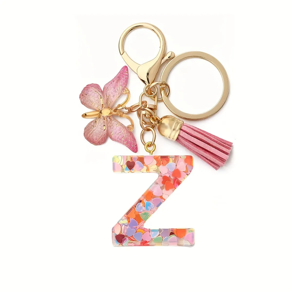 Resin Initial Letter Keychain for Purse and Backpack