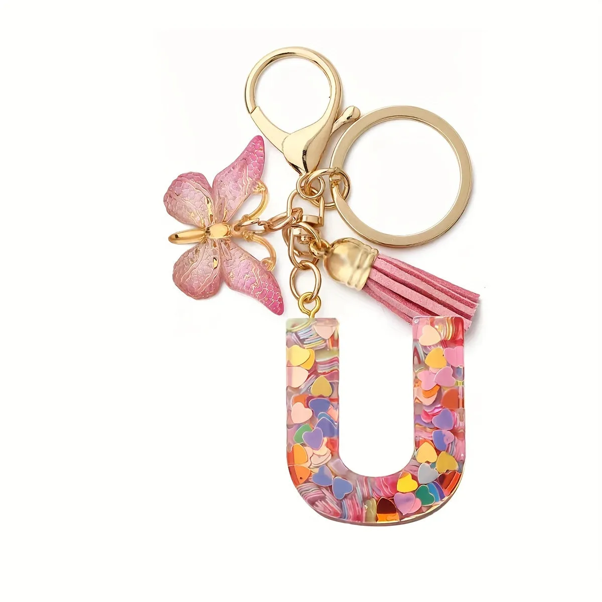 Resin Initial Letter Keychain for Purse and Backpack