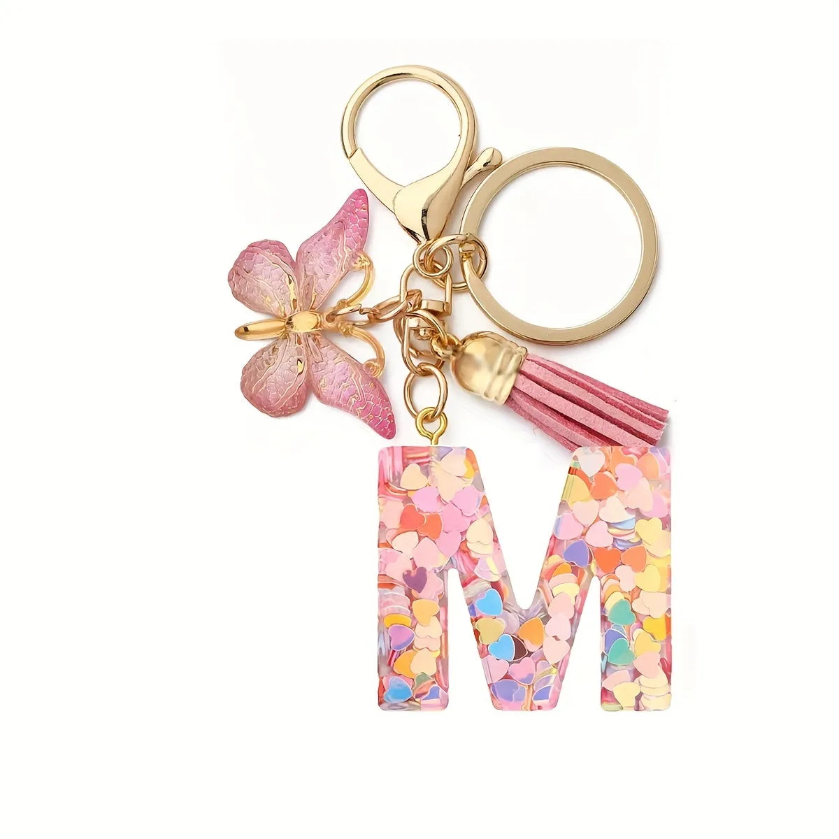 Resin Initial Letter Keychain for Purse and Backpack