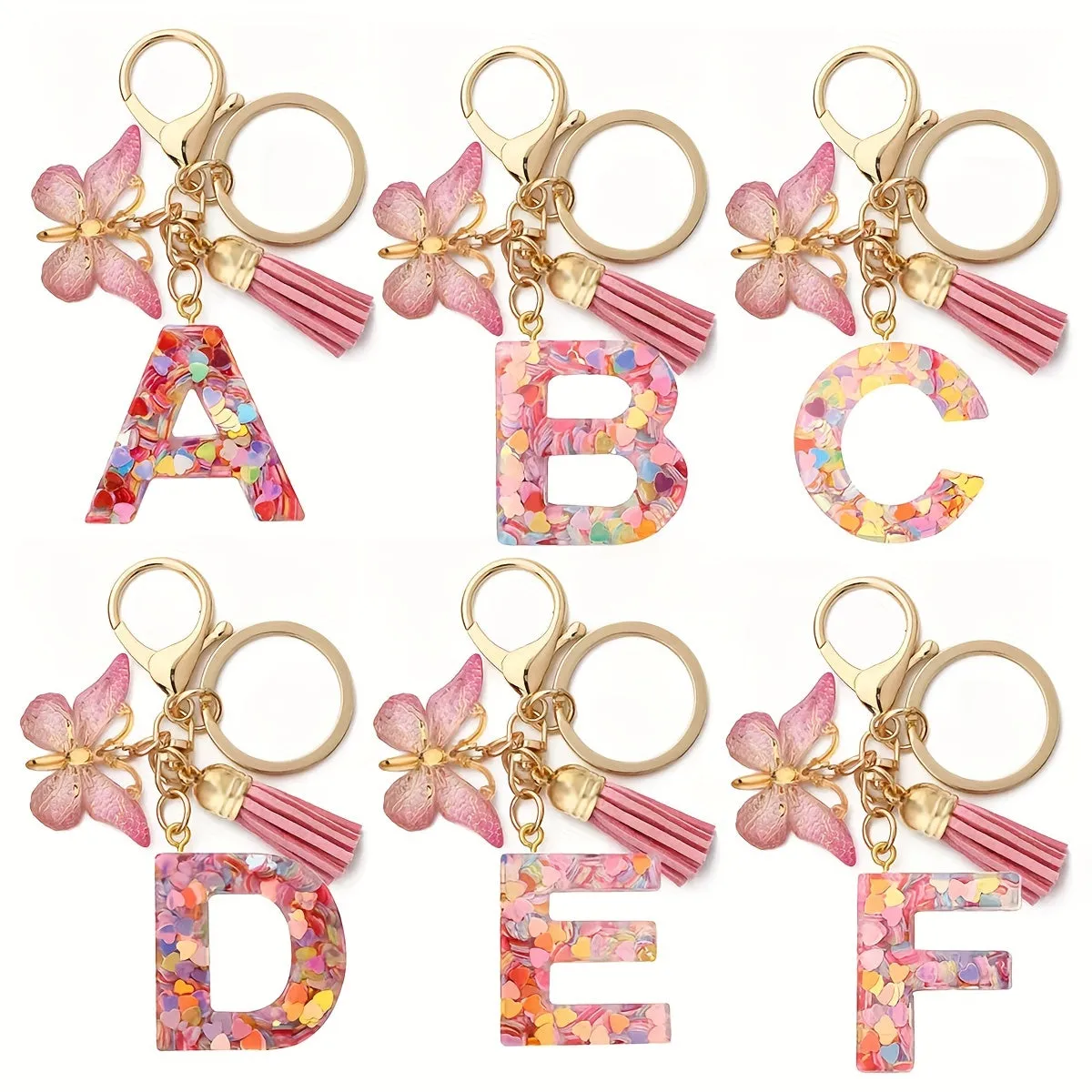 Resin Initial Letter Keychain for Purse and Backpack