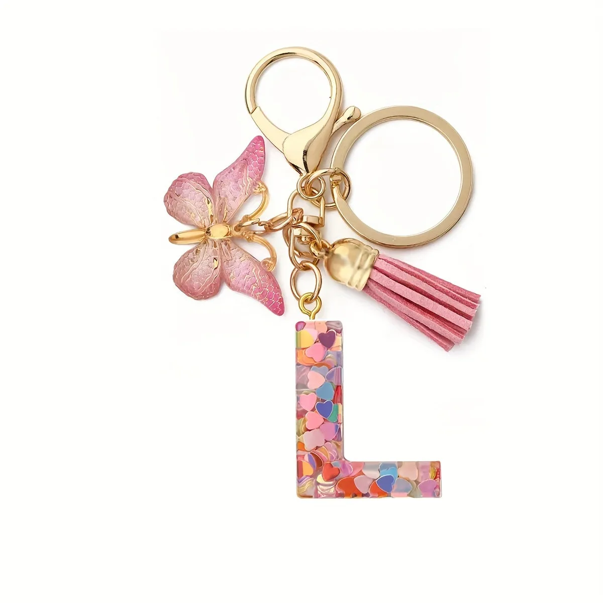 Resin Initial Letter Keychain for Purse and Backpack