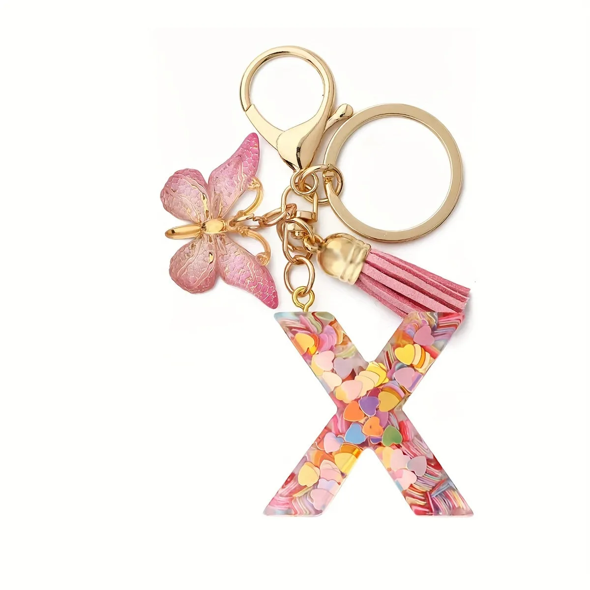 Resin Initial Letter Keychain for Purse and Backpack