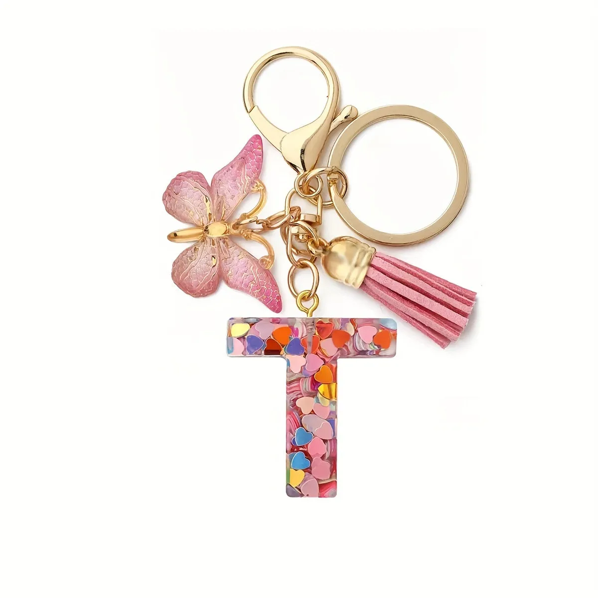 Resin Initial Letter Keychain for Purse and Backpack