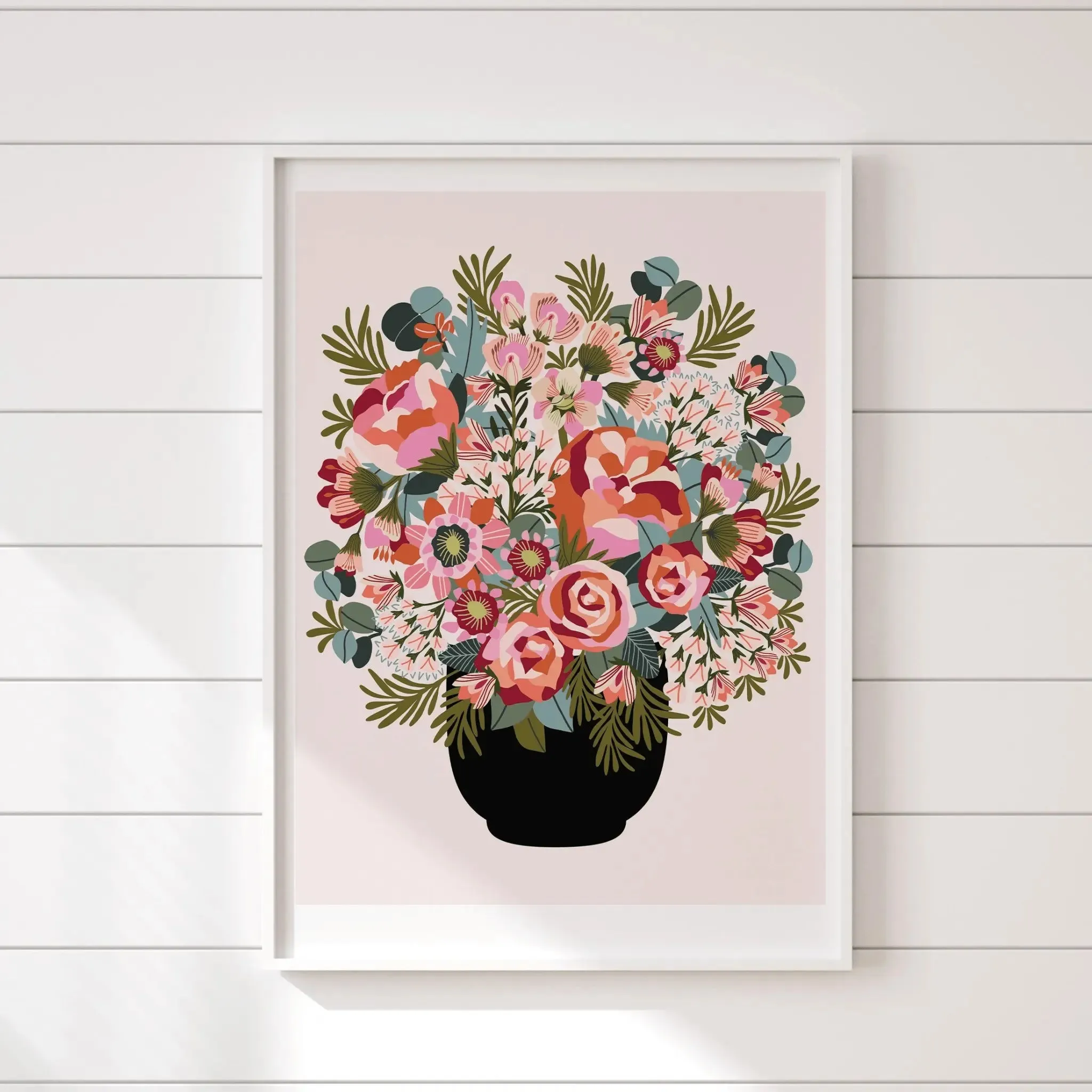 Roses and Peonies Flowers Wall Art Print