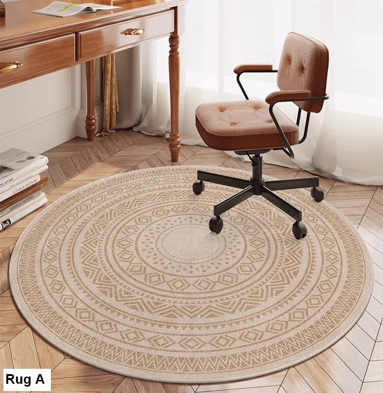 Round Rugs under Coffee Table, Geometric Modern Rug Ideas for Living Room, Circular Modern Rugs under Dining Room Table, Modern Round Rugs for Bedroom