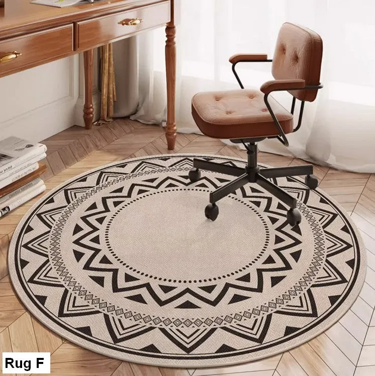 Round Rugs under Coffee Table, Geometric Modern Rug Ideas for Living Room, Circular Modern Rugs under Dining Room Table, Modern Round Rugs for Bedroom