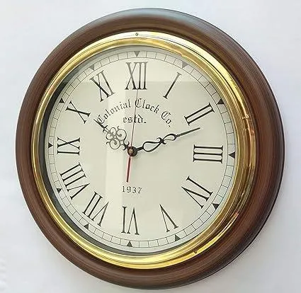 Rustic Home Accent Nautical Collection Wooden Finish Brass Wall Clock