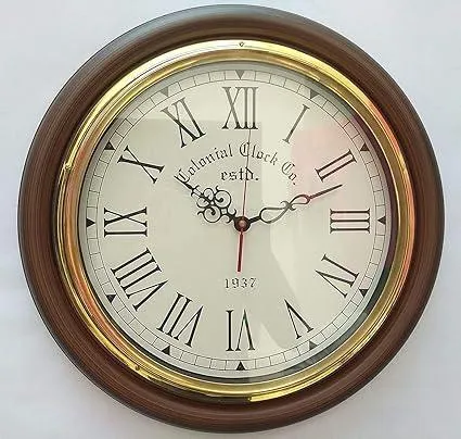 Rustic Home Accent Nautical Collection Wooden Finish Brass Wall Clock