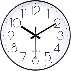 Rylan Wall Clock 12" Silent Quartz Decorative Latest Wall Clock Non-Ticking Classic Clock Battery Operated Round Easy To Read For Room/Home/Kitchen/Bedroom/Office/School- Analog, Plastic, White