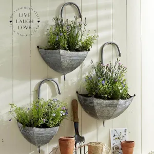 Set of 3 Galvanised Umbrella Planters