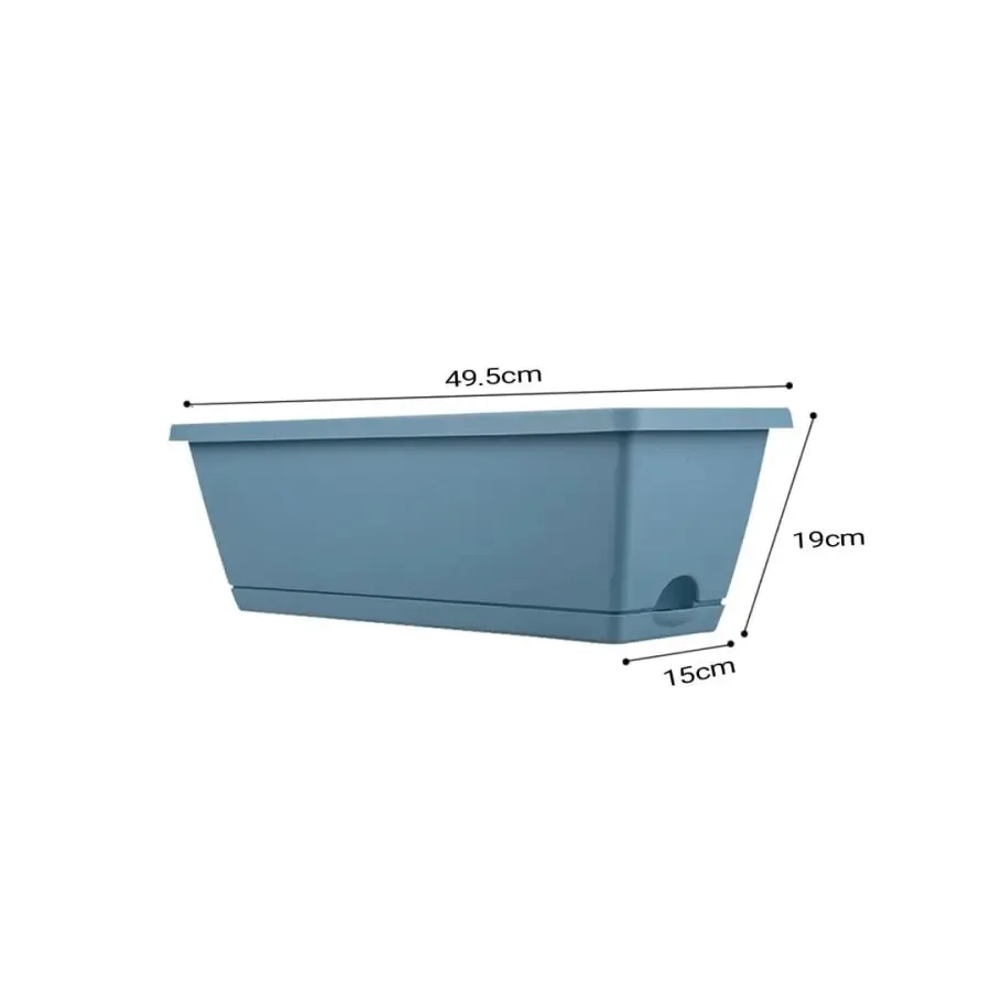 Set of 5 x 49.5cm Blue Rectangular Planter