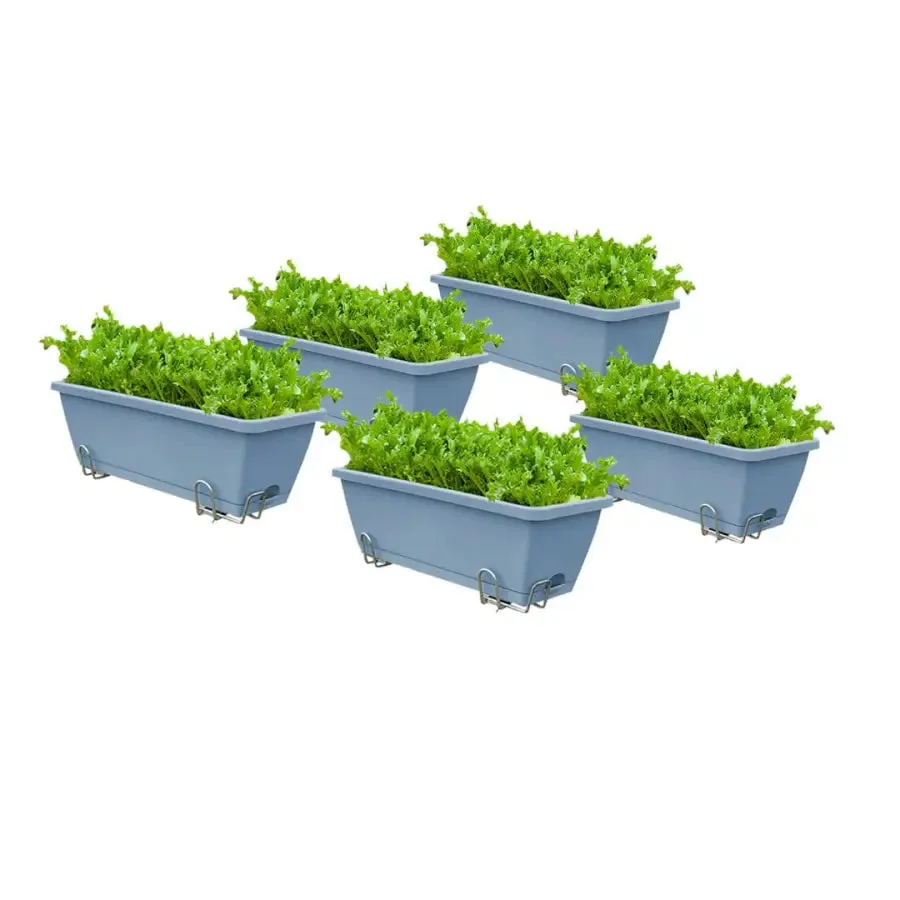 Set of 5 x 49.5cm Blue Rectangular Planter