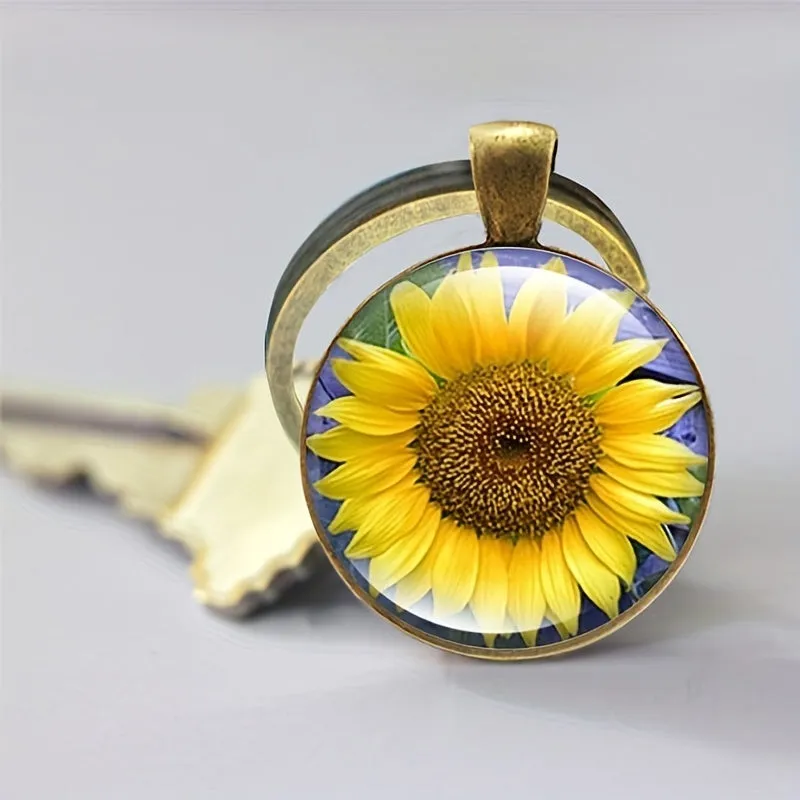 Sunflower Charm Keychain Customizable Bag Accessory with Car Pendant