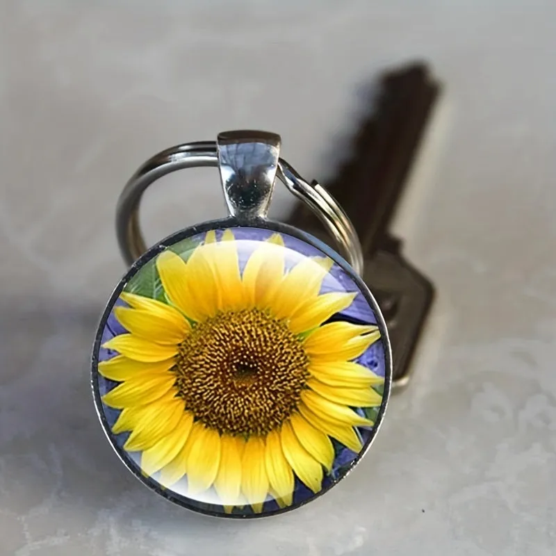 Sunflower Charm Keychain Customizable Bag Accessory with Car Pendant