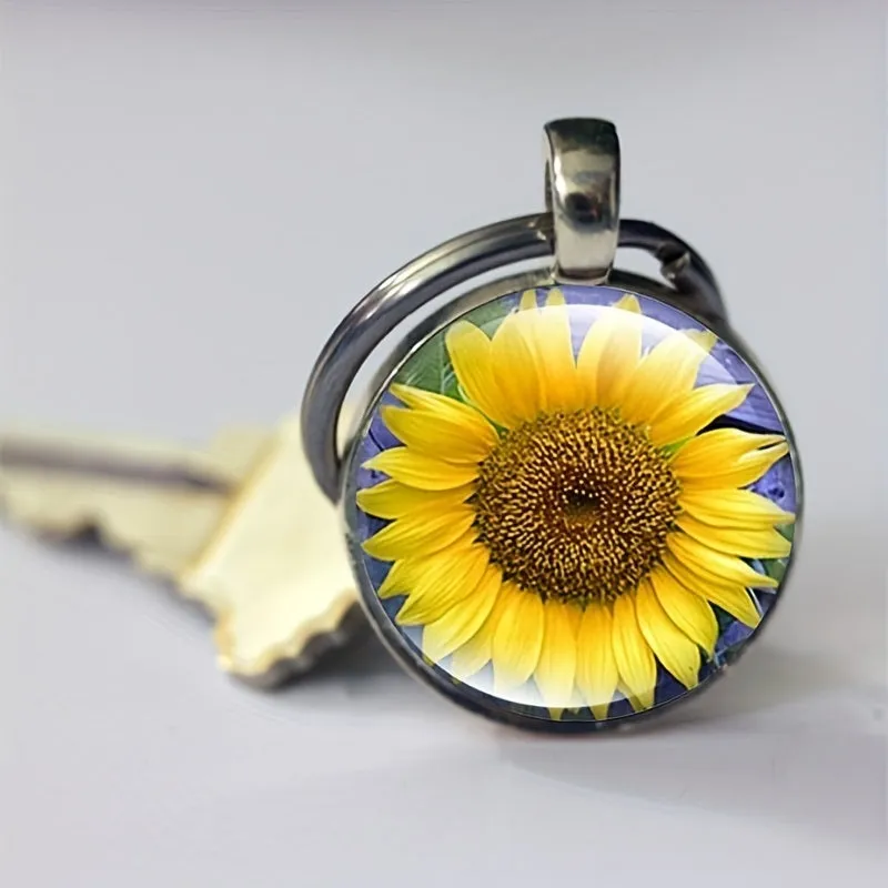 Sunflower Charm Keychain Customizable Bag Accessory with Car Pendant