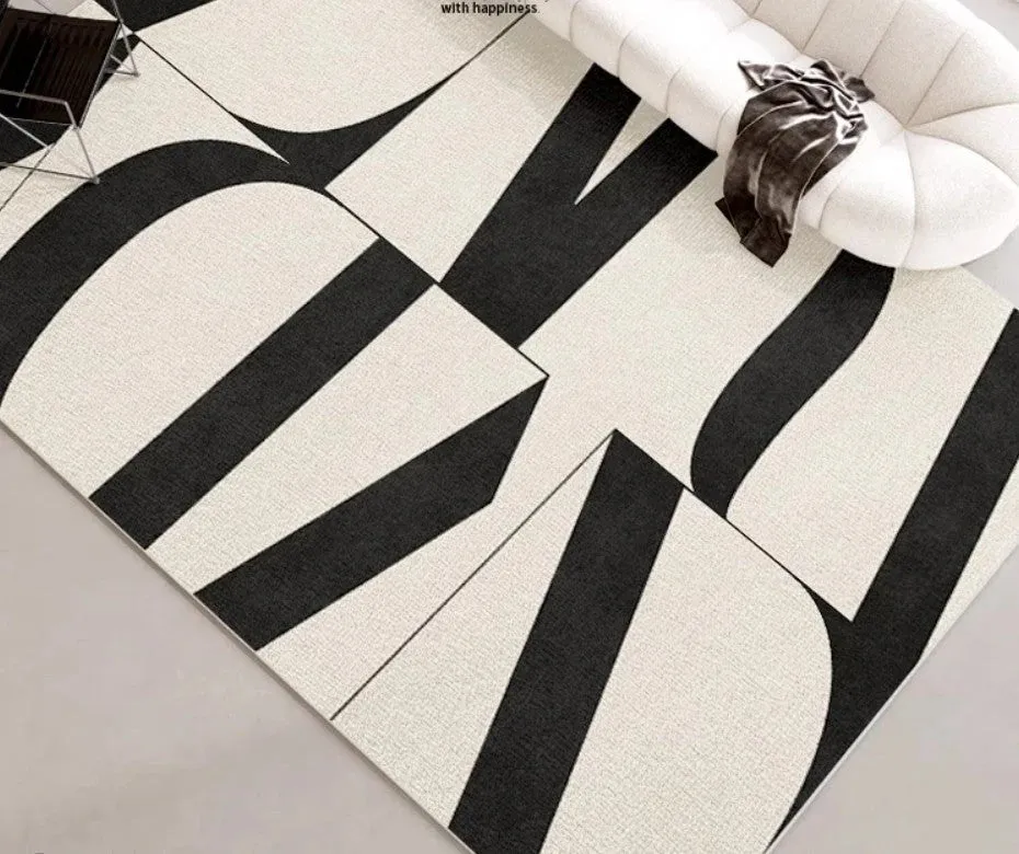 Ultra Modern Rugs for Living Room, Geometric Contemporary Rugs Next to Bed, Black Contemporary Modern Rugs, Modern Rugs for Dining Room