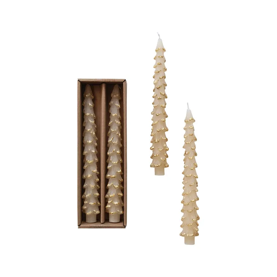 Unscented Tree Shaped Taper Candles in Box - Eggnog