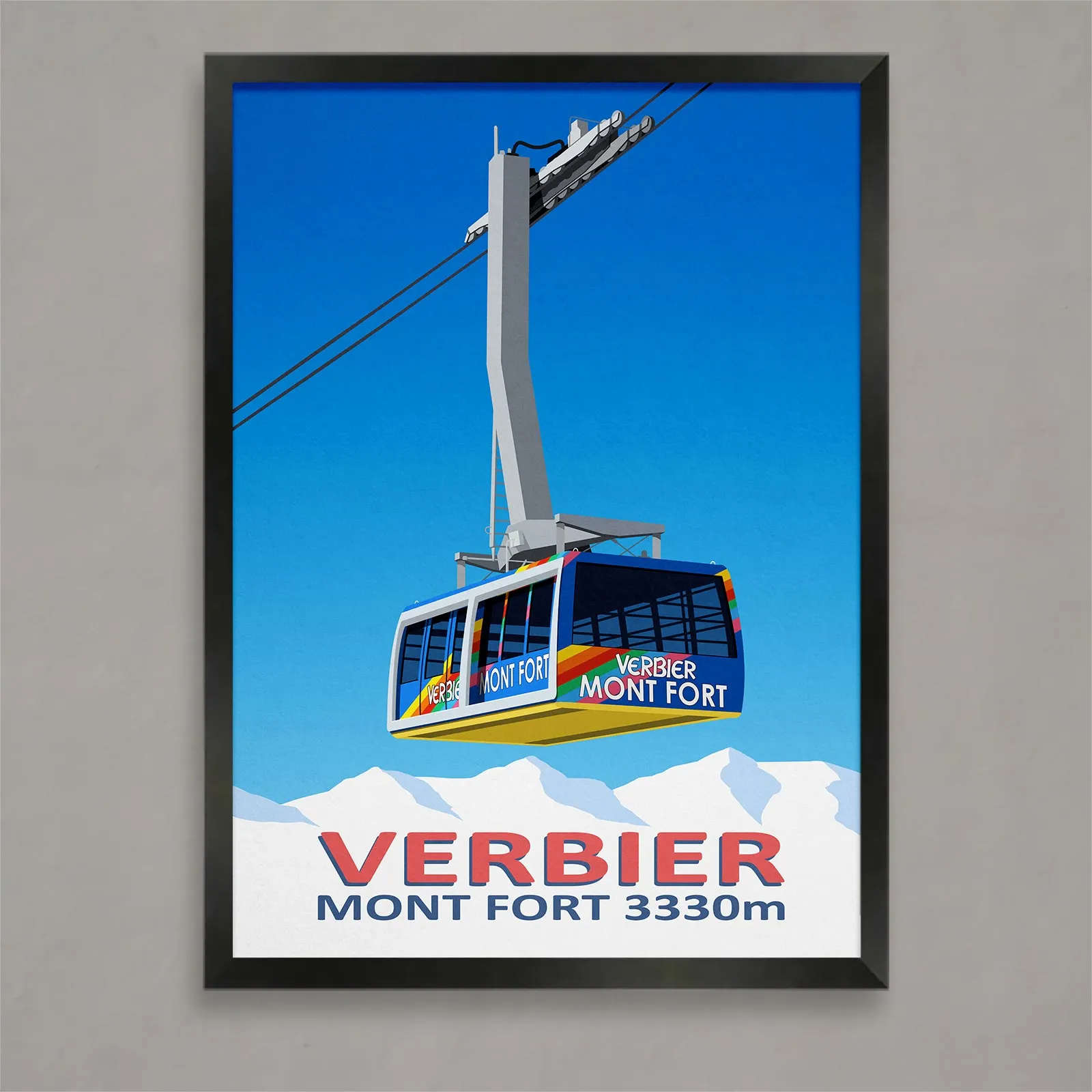 Verbier Mont Fort cable car poster