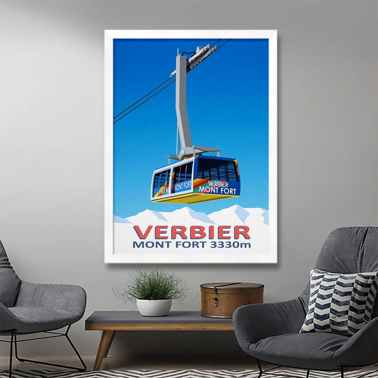 Verbier Mont Fort cable car poster