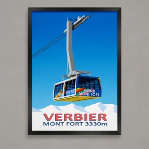 Verbier Mont Fort cable car poster