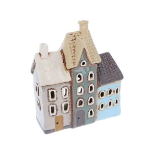 Village Pottery 20cm Tiled Three Houses Tealight