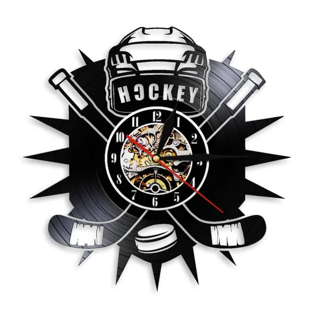 Wall Clock With Hockey Club Team Logo As Vinyl Record Wall Decor For Hockey Lovers Or Gift