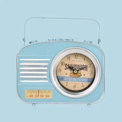 Widdop and Co Hometime Metal Mantel Clock - Retro Radio, W2951