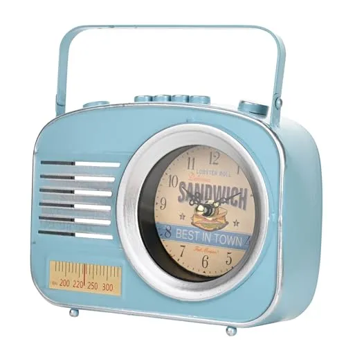 Widdop and Co Hometime Metal Mantel Clock - Retro Radio, W2951