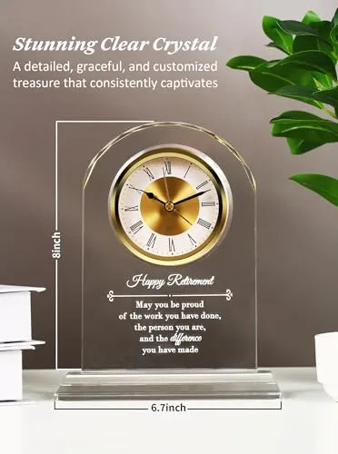 WinTaim Crystal Retirement Alarm Clock Gifts for Men Women, Happy Retirement Plaque for Coworkers, Boss, Going Away Gift for Retired Friends, Farewell Goodbye Presents for Doctors Nurses Teacher