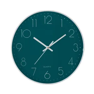 Zoliva Wall Clock 12" Silent Quartz Decorative Latest Wall Clock Non-Ticking Classic Clock Battery Operated Round Easy to Read for Room/Home/Kitchen/Bedroom/Office/School (Dark Green)