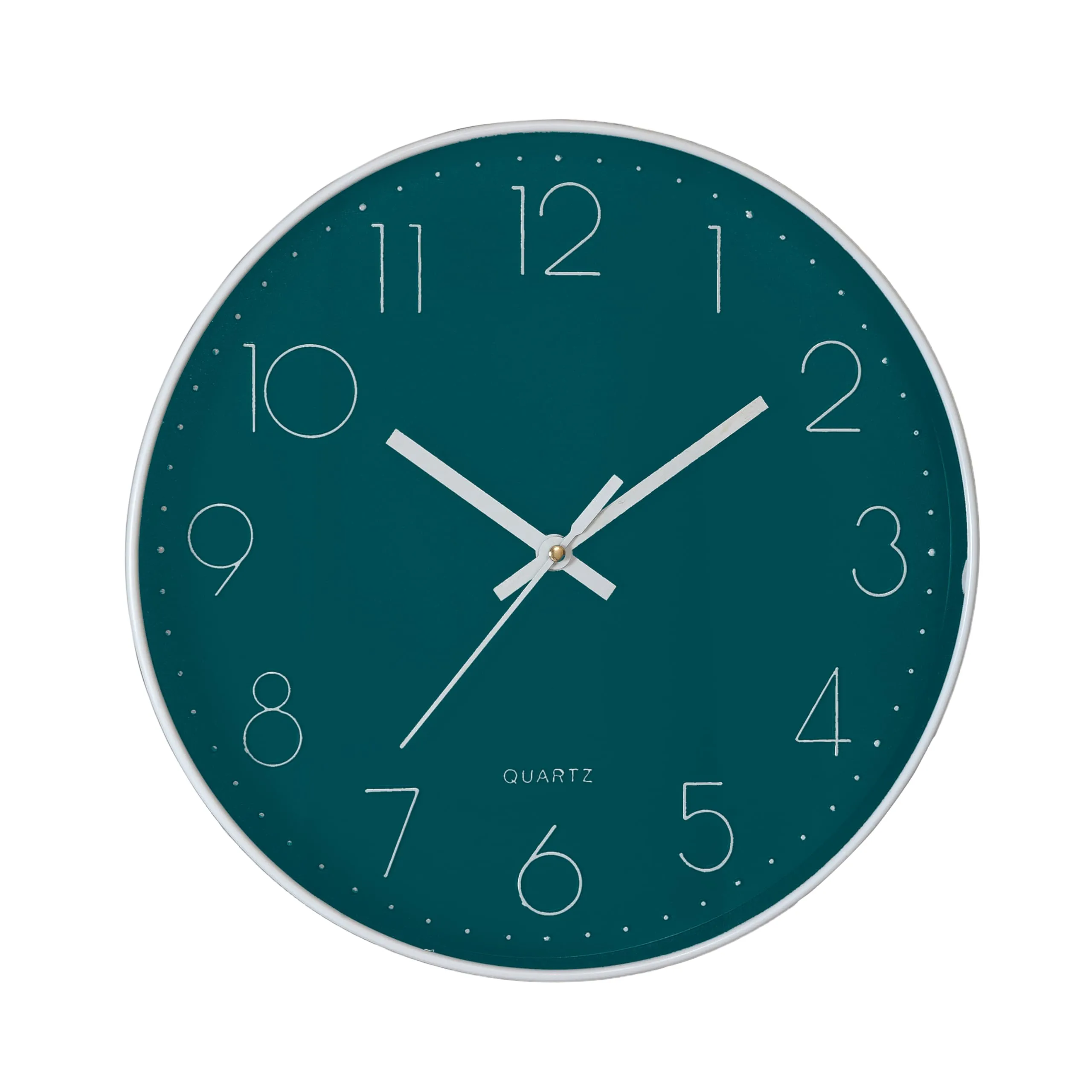 Zoliva Wall Clock 12" Silent Quartz Decorative Latest Wall Clock Non-Ticking Classic Clock Battery Operated Round Easy to Read for Room/Home/Kitchen/Bedroom/Office/School (Dark Green)