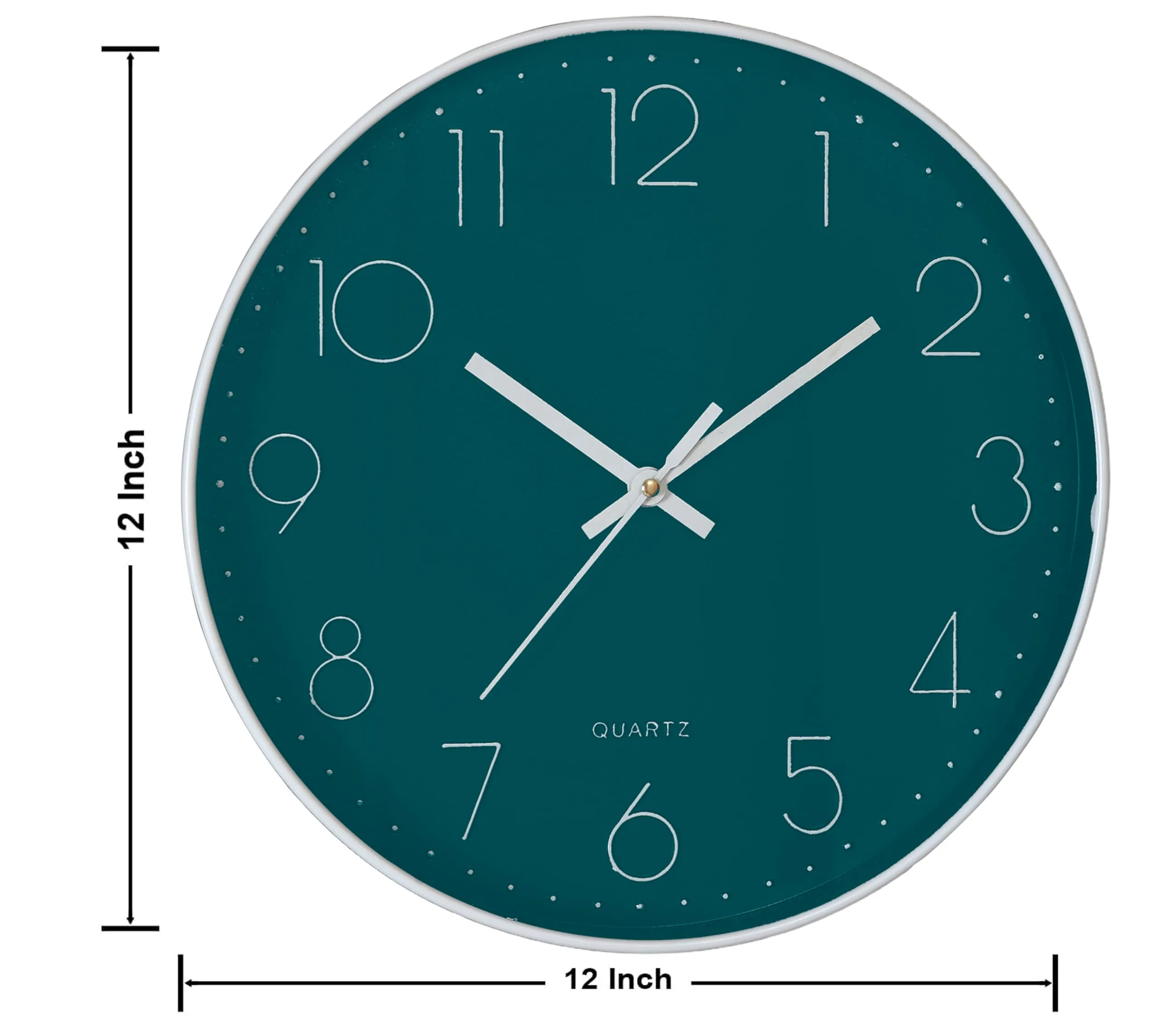 Zoliva Wall Clock 12" Silent Quartz Decorative Latest Wall Clock Non-Ticking Classic Clock Battery Operated Round Easy to Read for Room/Home/Kitchen/Bedroom/Office/School (Dark Green)